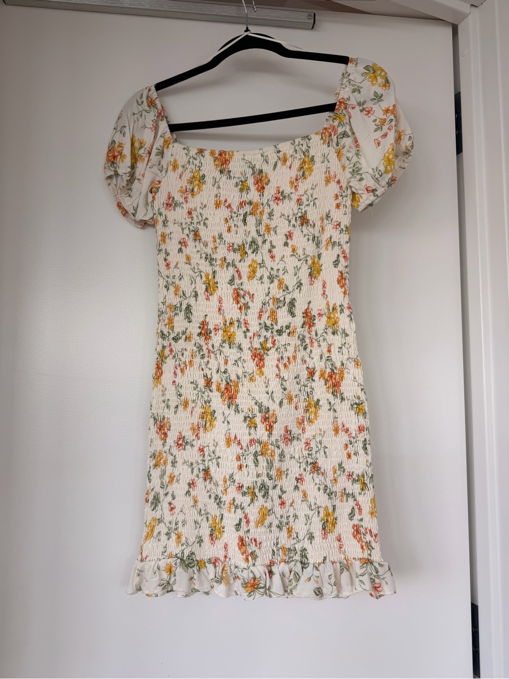 Body on Floral Mini Dress - White with Yellow & Orange Flowers